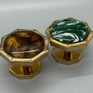 Modern Matter Bamboo Brass Knobs Green and Brown